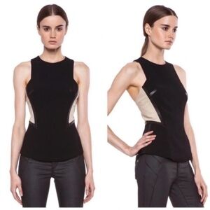 Rag & Bone Piper Two Tone Mesh Leather Top